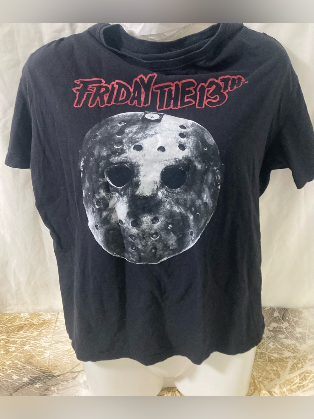 Friday the 13th Jason Hockey Mask Graphic T-Shirt Black Horror Movie Tee M/L